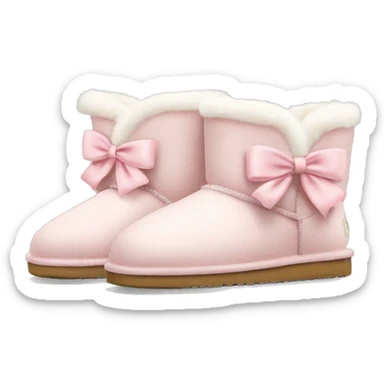 White Ugg slippers light pink bows  sticker