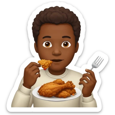 black man eating fried chicken sticker