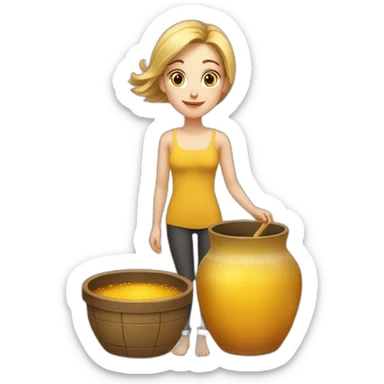 Beauty-caucasian-full-body-Girl and the pot of honey sticker