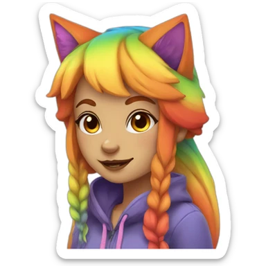 rainbow fox girl sticker