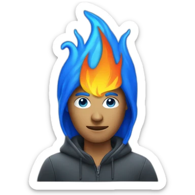 fire blue man designer sticker