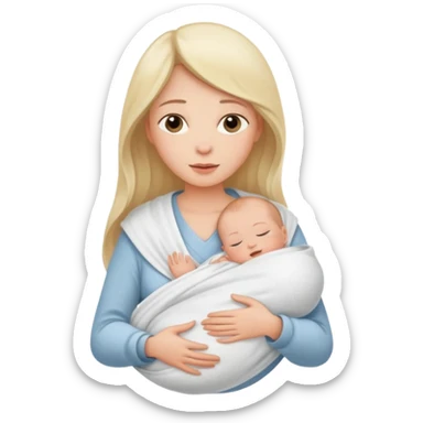 mae com bebe no colo recem nascido sticker