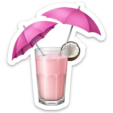 coconut drink with pink umbrella sticker