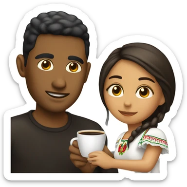 dominican man and mexican girl drinking coffee sticker