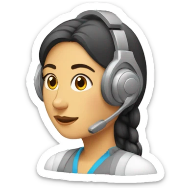 turkish woman with a headset sticker
