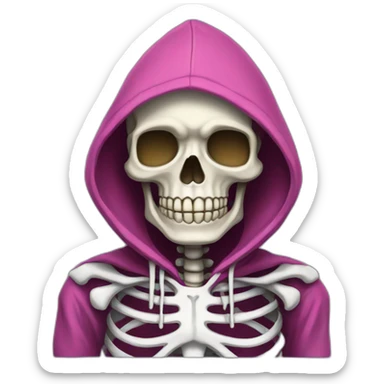 Skeleton wearing a hoodie sticker