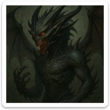 character that is 60% dragon, 20% demon, and 20% alien, blending features of all three in a creative way sticker