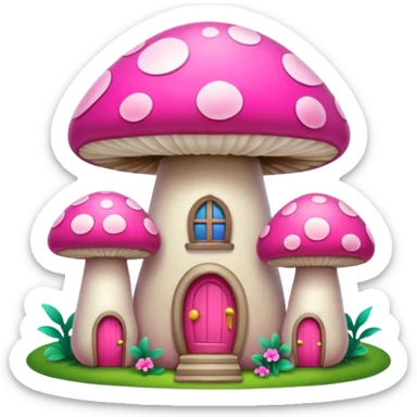 pink mushroom apartment sticker