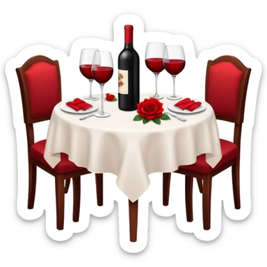  romantic table set for two with roses and red wine sticker
