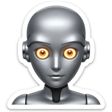 Robots Humanoid – Silver android with glowing eyes, human shape sticker