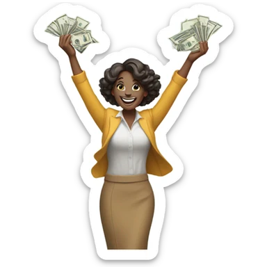 Lady throwing money  sticker