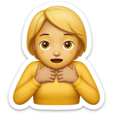 yellow emoji hands choking itself, tight around the neck sticker