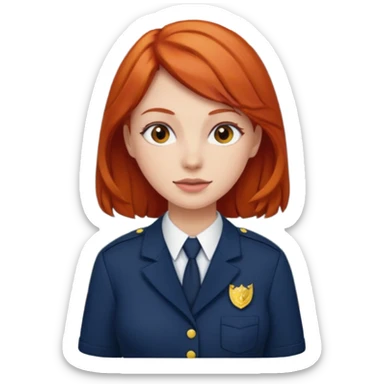red headed woman with a school in the background sticker