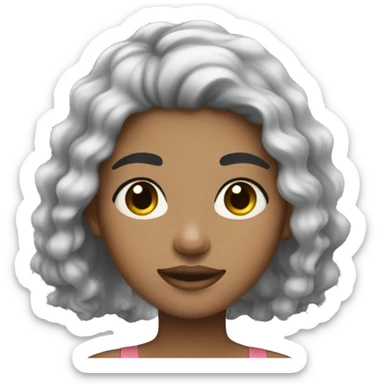 Girl with light skin and black hair slightly wavy who is doing skincare sticker