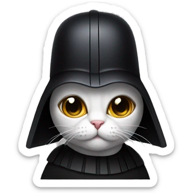 cat wearing a birthday hat and a darth  vader costume sticker
