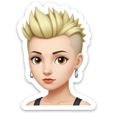 White woman with short hair mohawk style sticker