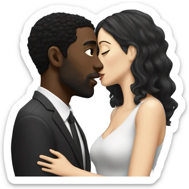 Black man and white women with black hair kissing sticker
