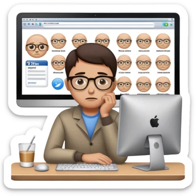 a shop owner who is not satisfied with local sales and is sad and tired of meta ads marketing getting no response sticker