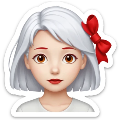  girl with white\ hair and red color hairclip sticker
