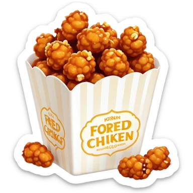 Korean Fried Chicken Cinematic Realistic Korean Fried Chicken Dish Emoji, depicted as bite-sized popcorn chicken pieces generously coated in a glossy, spicy sauce, rendered with crisp textures and dynamic, appetizing lighting. sticker
