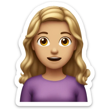 a girl with light brown hair, super surprised at Christmas time sticker