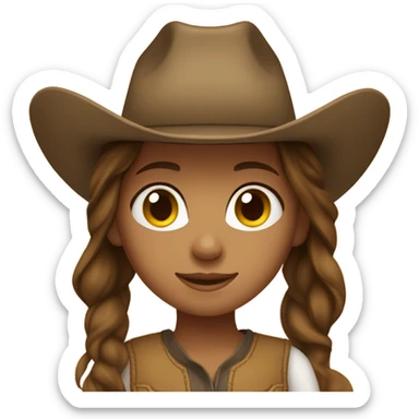 Brown hair tan girl with cowboy hat sticker