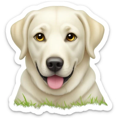 white labrador is laying on grass sticker