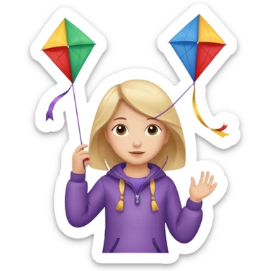 little girl kid holding kite sticker