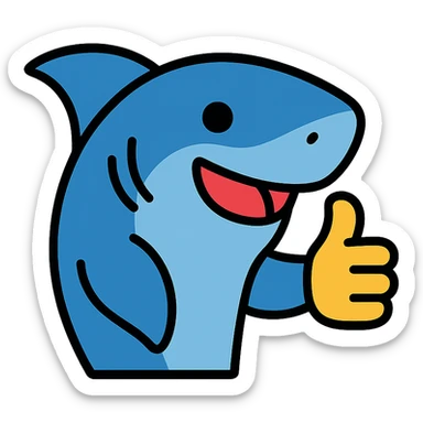 shark giving a thumbs up sticker