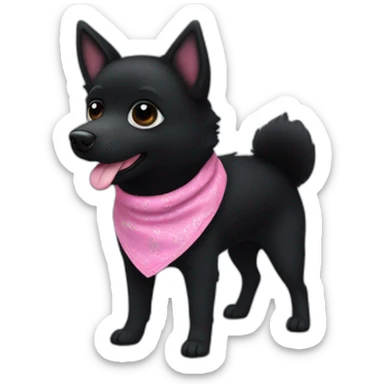 black schipperke that only have black hair, short hair and who wears a pink bandana around his neck, and sunglasses sticker