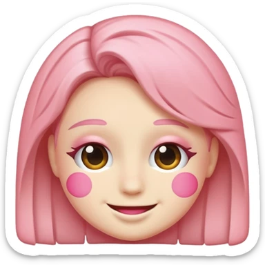 Smiling pink blush sticker