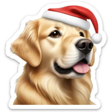Golden retriever with Santa hat sticker