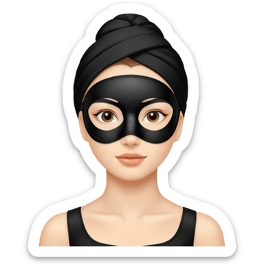 young woman with black facial treatment mask, skincare style spaces beauty sticker