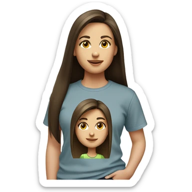 beautiful brunette girl with straight hair with hazel eyes in cute t-shirt  sticker