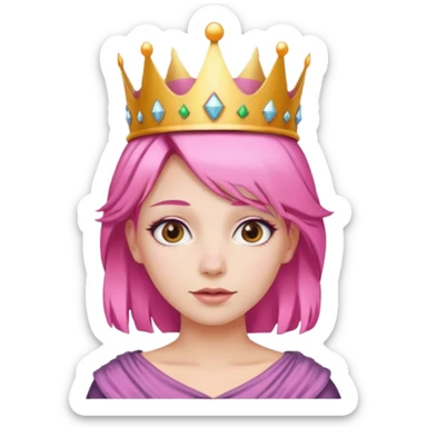 Pink hair woman wearing crown  sticker