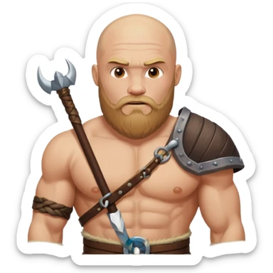 bearded Vikings with bald  with bulky body with Viking outfit sticker