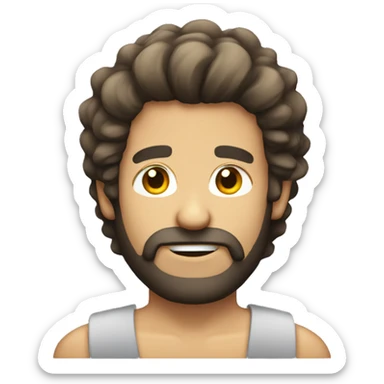 Bearded guy with a culy mullet hair sticker