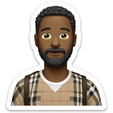 A man with beard wearing a burberry t shirt sticker