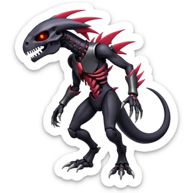 Shiny Futuristic Badass Spectral Dusky Spooky Skull-faced Cool Hot Stylish Handsome Salandit-Darkrai-Genesect-Fakémon-fusion (full body) sticker