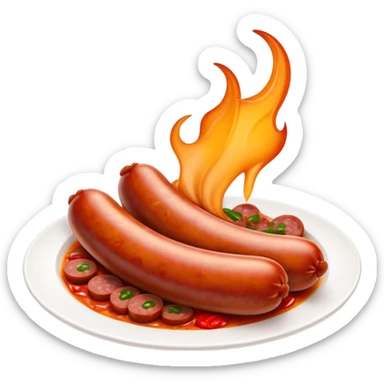 Cinematic Realistic Chorizo Dish Emoji, featuring spicy, robust sausage slices rendered with vivid textures and dynamic, appetizing lighting. sticker