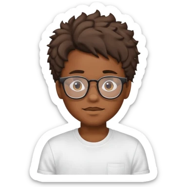 a black boy with a ondulado hair and a white t shirt and lentes  sticker