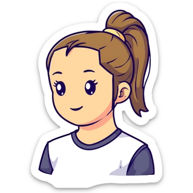 Happy girl with ponytail sticker