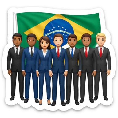 agora imagem com vários empresários e no fundo a bandeira do brasil sticker