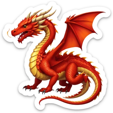 red western dragon breathing fire, wings spread sticker