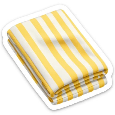 a cozy yellow and ivory striped towel, neatly folded sticker