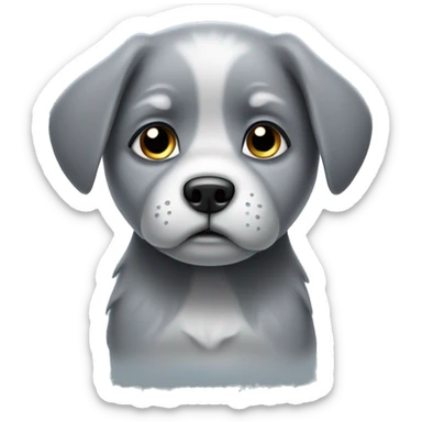 Sad grey puppy with tears sticker