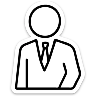 a business man turning his body, outlined icon style, suit and tie sticker