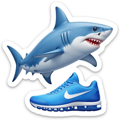 squalo che indossa scarpe nike azzurre sticker
