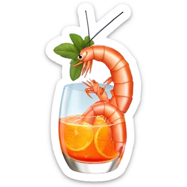 A shrimp drinking an aperol spritz sticker