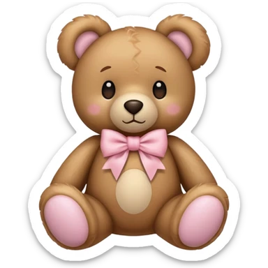 teddy bear with light pink bow sticker